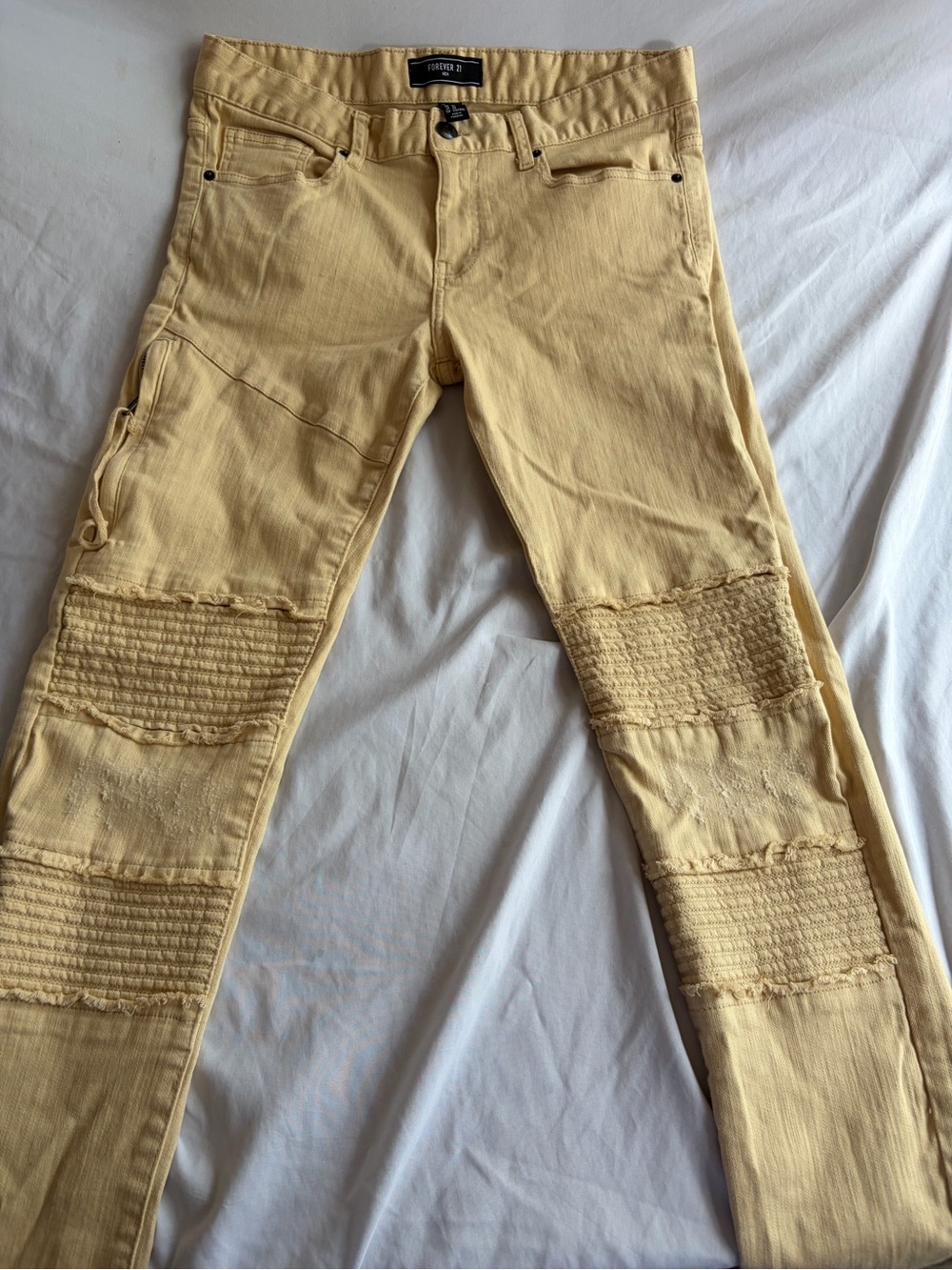 Forever 21 Men’s Pale Yellow Skinny Biker Jeans Y2K